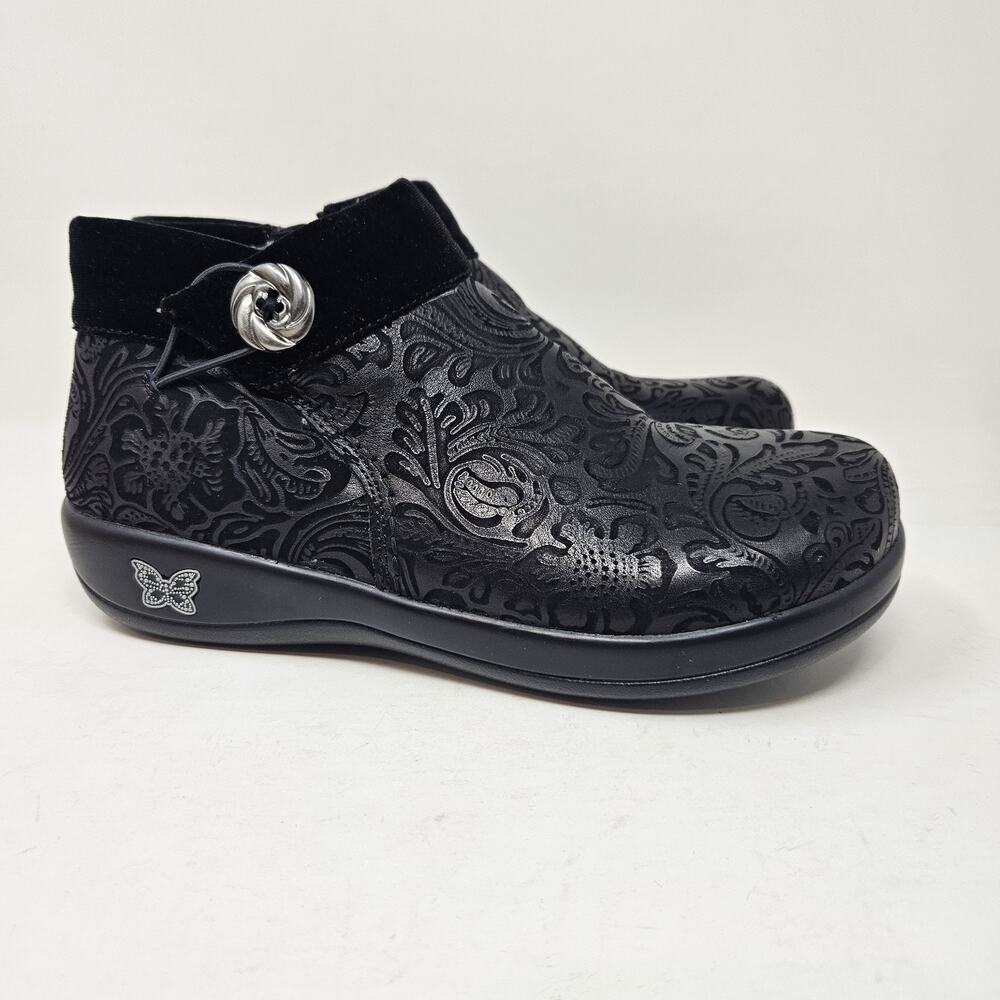 Alegria Sitka Women's US 7-7.5 EU 37 Black Zip Casual Slip Resistant Ankle Boots